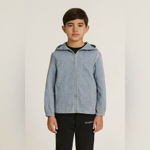 GIVENCHY NEW LOGO BACK UNISEX BLUE CASUAL COTTON 4G ZIP-UP HOODIE JACKET